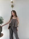 Askılı Bluz ve Pantolonlu Çilek İkili Takım Vizon 2316