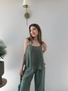 Askılı Bluz ve Pantolonlu Çilek İkili Takım Yeşil 2316