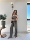 Askılı Bluz ve Pantolonlu Çilek İkili Takım Vizon 2316