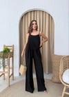 ASKILI BLUZ VE PANTOLONLU ÇİLEK İKİLİ TAKIM SİYAH