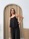 ASKILI BLUZ VE PANTOLONLU ÇİLEK İKİLİ TAKIM SİYAH