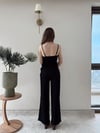 Askılı Fırfırlı Bluz ve Pantolonlu İkili Gofre Takım Siyah 2125