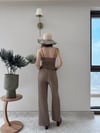 Askılı Fırfırlı Bluz ve Pantolonlu İkili Gofre Takım Vizon 2125
