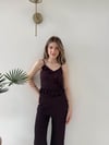 Askılı Fırfırlı Bluz ve Pantolonlu İkili Gofre Takım Mürdüm 2125