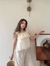 Askılı Kat Kat İç Astarlı Keten Bluz Ekru 2345