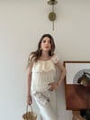 Askılı Kat Kat İç Astarlı Keten Bluz Ekru 2345