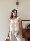 Askılı Kat Kat İç Astarlı Keten Bluz Ekru 2345