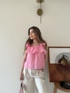 Askılı Kat Kat İç Astarlı Keten Bluz Pembe 2345