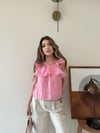Askılı Kat Kat İç Astarlı Keten Bluz Pembe 2345