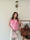 Askılı Kat Kat İç Astarlı Keten Bluz Pembe 2345