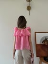 Askılı Kat Kat İç Astarlı Keten Bluz Pembe 2345