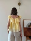 Askılı Kat Kat İç Astarlı Keten Bluz Sarı 2345