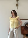 Askılı Kat Kat İç Astarlı Keten Bluz Sarı 2345