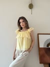 Askılı Kat Kat İç Astarlı Keten Bluz Sarı 2345