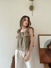 Askılı Kat Kat İç Astarlı Keten Bluz Vizon 2345