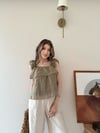Askılı Kat Kat İç Astarlı Keten Bluz Vizon 2345