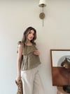 Askılı Kat Kat İç Astarlı Keten Bluz Vizon 2345
