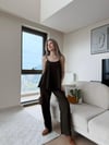Askılı Püskül Detay Bluz ve Pantolonlu Keten İkili Takım Acı Kahve 2220