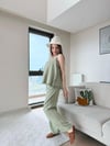 Askılı Püskül Detay Bluz ve Pantolonlu Keten İkili Takım Yeşil 2220