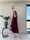 Askılı Salaş Yırtmaçlı Modal Elbise Bordo 2224