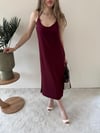 Askılı Salaş Yırtmaçlı Modal Elbise Bordo 2224