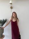 Askılı Salaş Yırtmaçlı Modal Elbise Bordo 2224