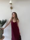 Askılı Salaş Yırtmaçlı Modal Elbise Bordo 2224