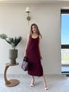 Askılı Salaş Yırtmaçlı Modal Elbise Bordo 2224