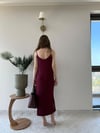 Askılı Salaş Yırtmaçlı Modal Elbise Bordo 2224