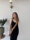 Askılı Salaş Yırtmaçlı Modal Elbise Siyah 2224