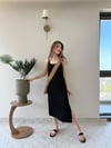Askılı Salaş Yırtmaçlı Modal Elbise Siyah 2224