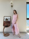 Askılı Sırt Dekolte Detay Fırfır Yırtmaçlı Dantel Astarlı Elbise Pembe 2331