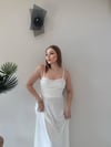 Askılı Tül Astarlı Uzun Elbise Beyaz 2367