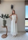 Askılı Tül Astarlı Uzun Elbise Beyaz 2367