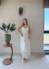Askılı Tül Astarlı Uzun Elbise Beyaz 2367