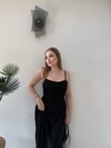 Askılı Tül Astarlı Uzun Elbise Siyah 2367