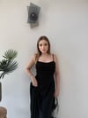 Askılı Tül Astarlı Uzun Elbise Siyah 2367