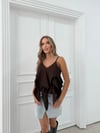 ASKILI VOLANLI BLUZ KAHVE