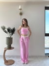 Asklı Atlet ve Pantolonlu Garne Detay Modal İkili Takım Pembe 2201