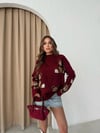 AYICIK DESEN OVERSİZE KAZAK BORDO