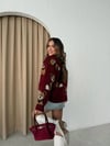 AYICIK DESEN OVERSİZE KAZAK BORDO