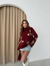 AYICIK DESEN OVERSİZE KAZAK BORDO