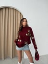 AYICIK DESEN OVERSİZE KAZAK BORDO