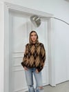 BAKLAVA DESEN BİSİKLET YAKA KAZAK KAHVE