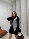 BAKLAVA DESEN OVERSİZE TRİKO KAZAK SİYAH