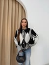 BAKLAVA DESEN TRİKO HIRKA SİYAH