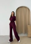 Basic Tişört ve Pantolonlu Modal İkili Takım Mürdüm 2123