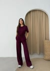 Basic Tişört ve Pantolonlu Modal İkili Takım Mürdüm 2123