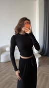 Bel Drape Detay Bluz ve Paça Lastikli Viskon İkili Takım Siyah 2420
