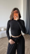 Bel Drape Detay Bluz ve Paça Lastikli Viskon İkili Takım Siyah 2420